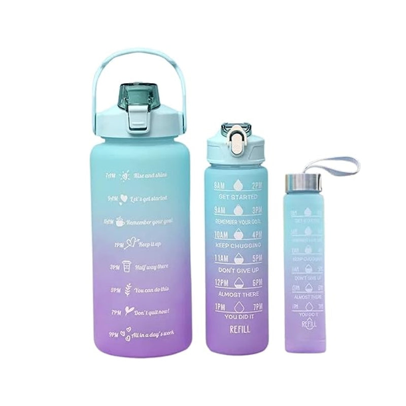 Kit com 3 Garrafas Personalizadas Motivacional 2000ml + 900ml + 300ml