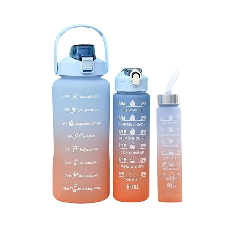 Kit com 3 Garrafas Personalizadas Motivacional 2000ml + 900ml + 300ml